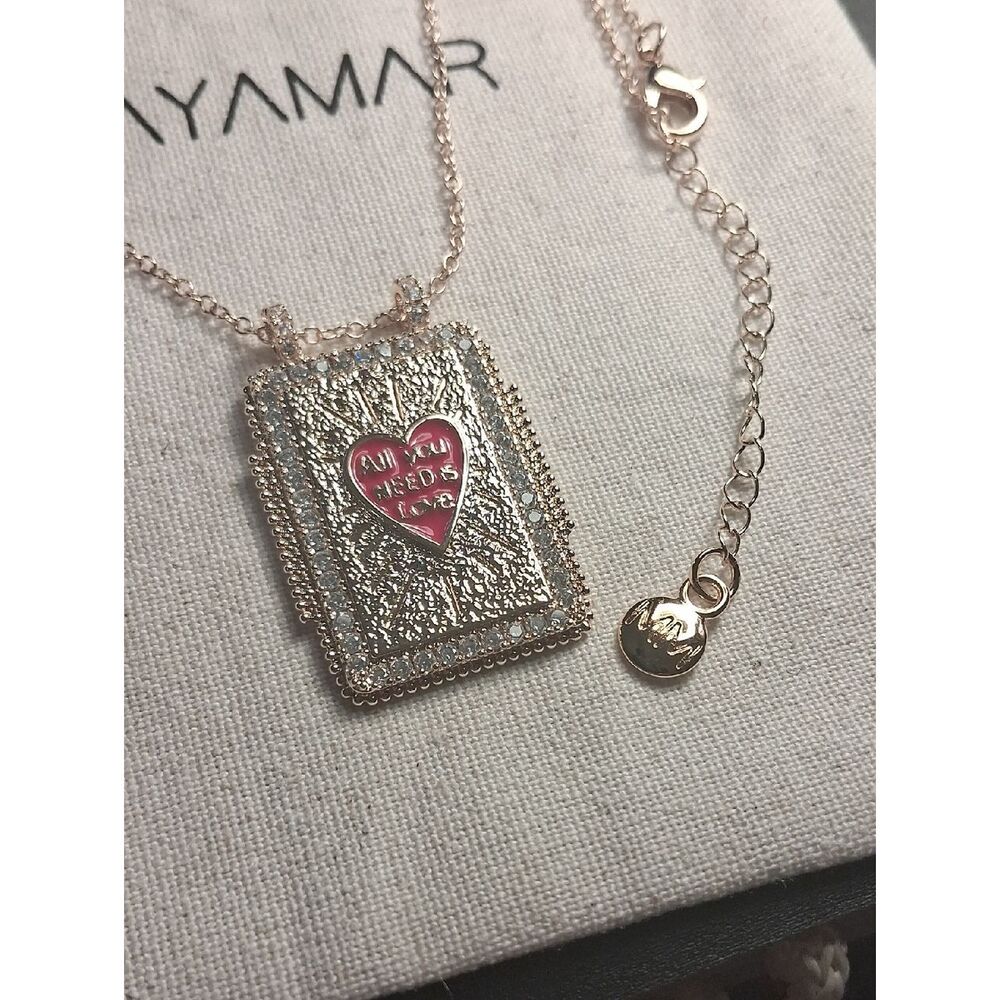 MAYAMAR Story Book Love Necklace Adorned With Cubic Zirconias 24K GP - Picture 3 of 3